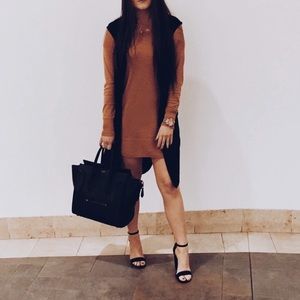 Black Long Vest with Tie Back